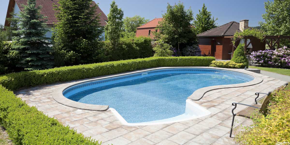 swimming pool that is childproofed with a home security system