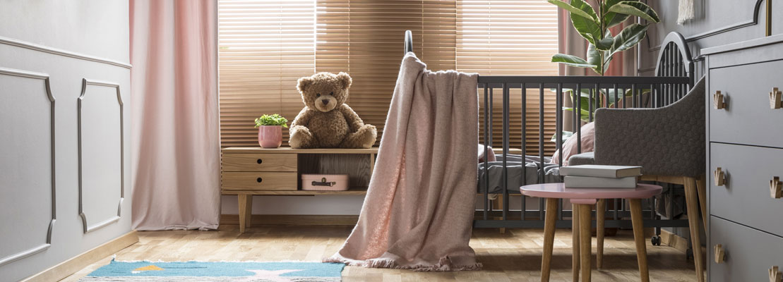 Home camera facing the baby crib in the nursery